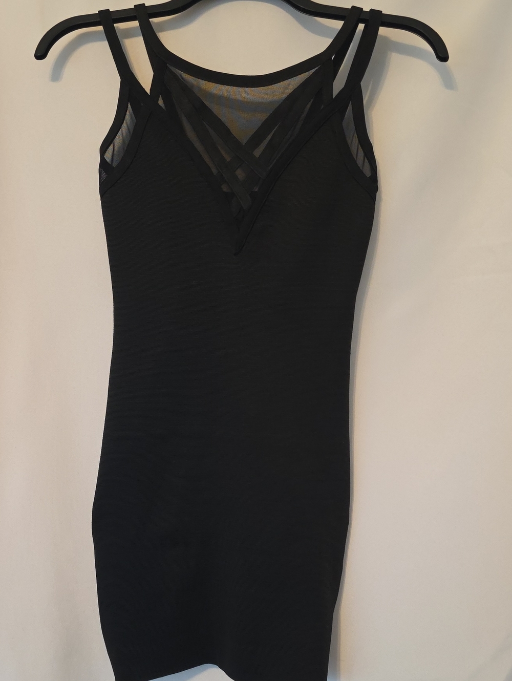 WOW couture Black Strappy Mesh V-Neck Mini Dress